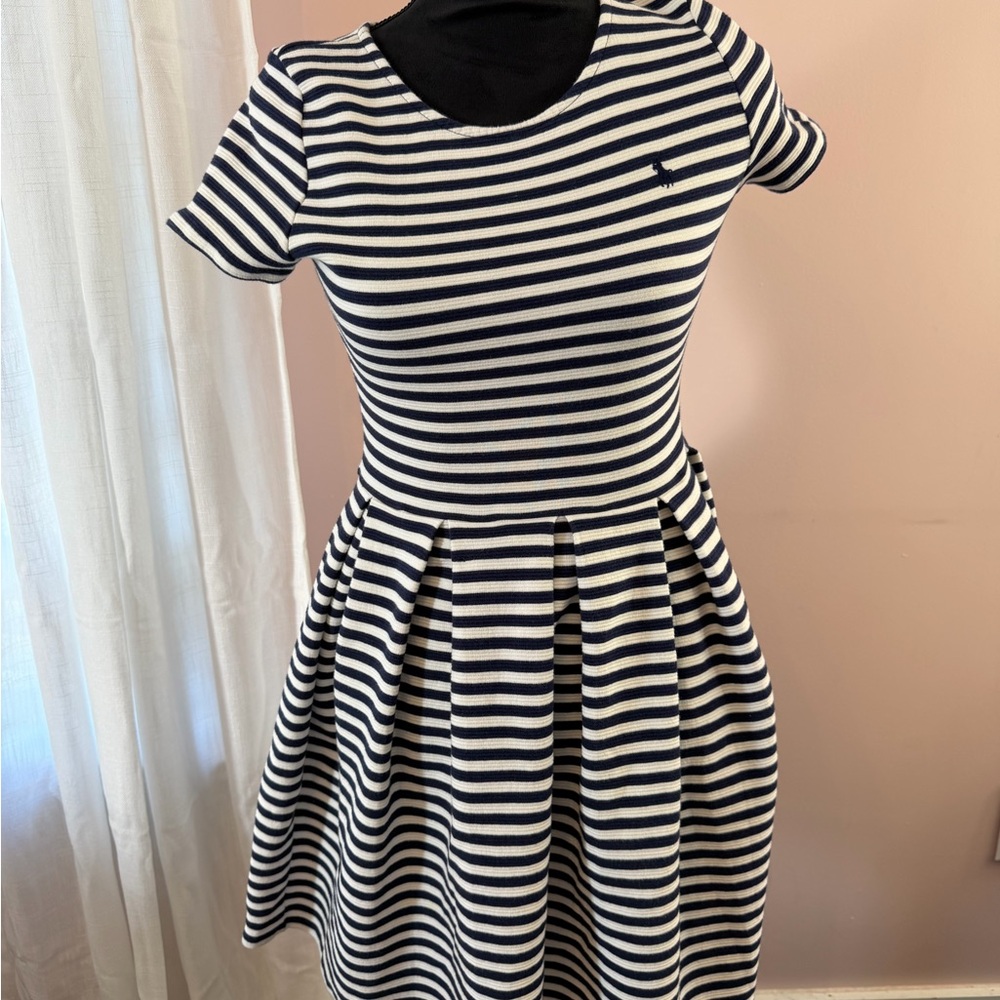 Polo by Ralph Lauren Navy & White Striped Fit-and-Flare Mini Dress